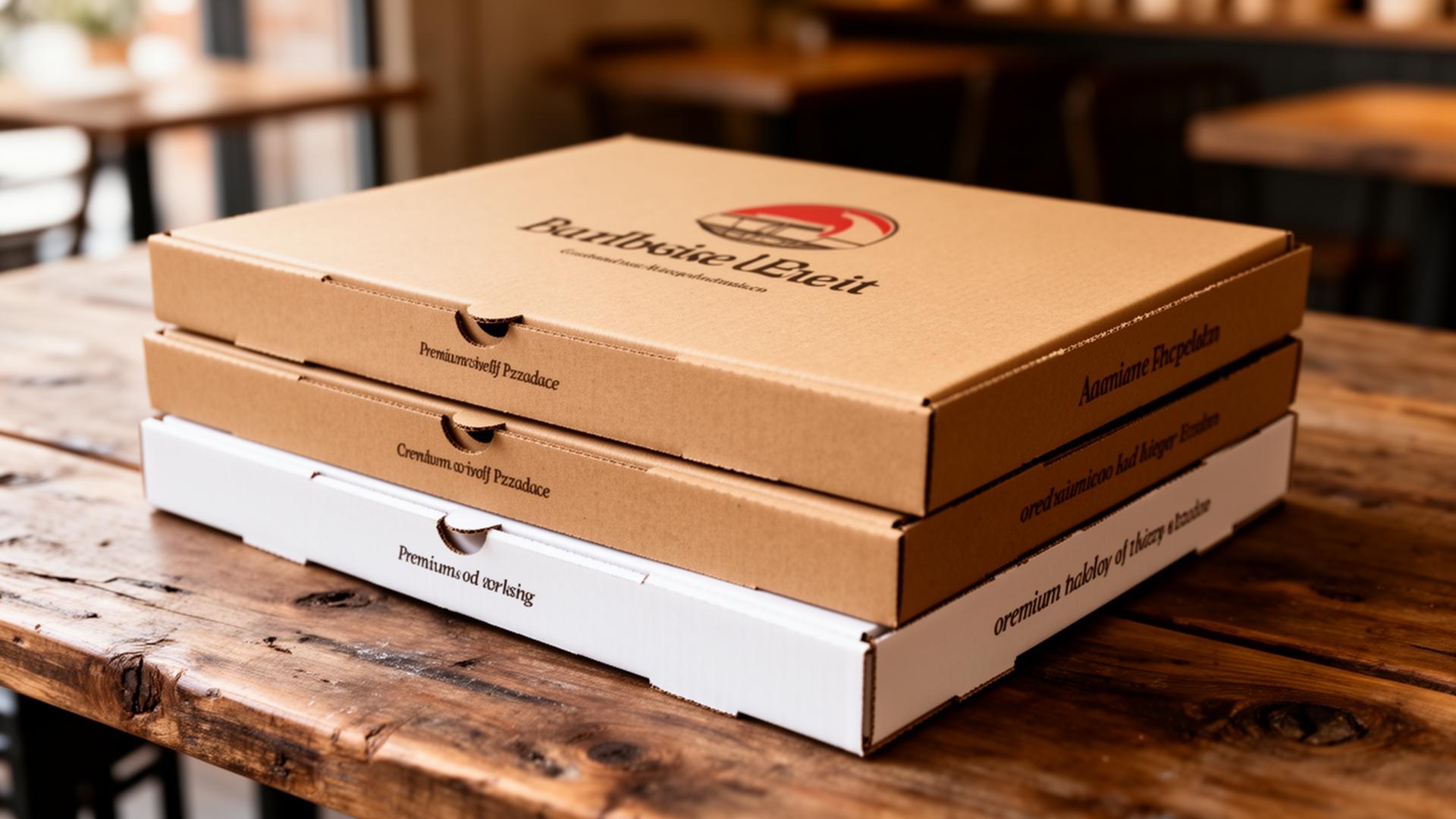 Pile de boîtes à pizza personnalisées prêtes à être livrées