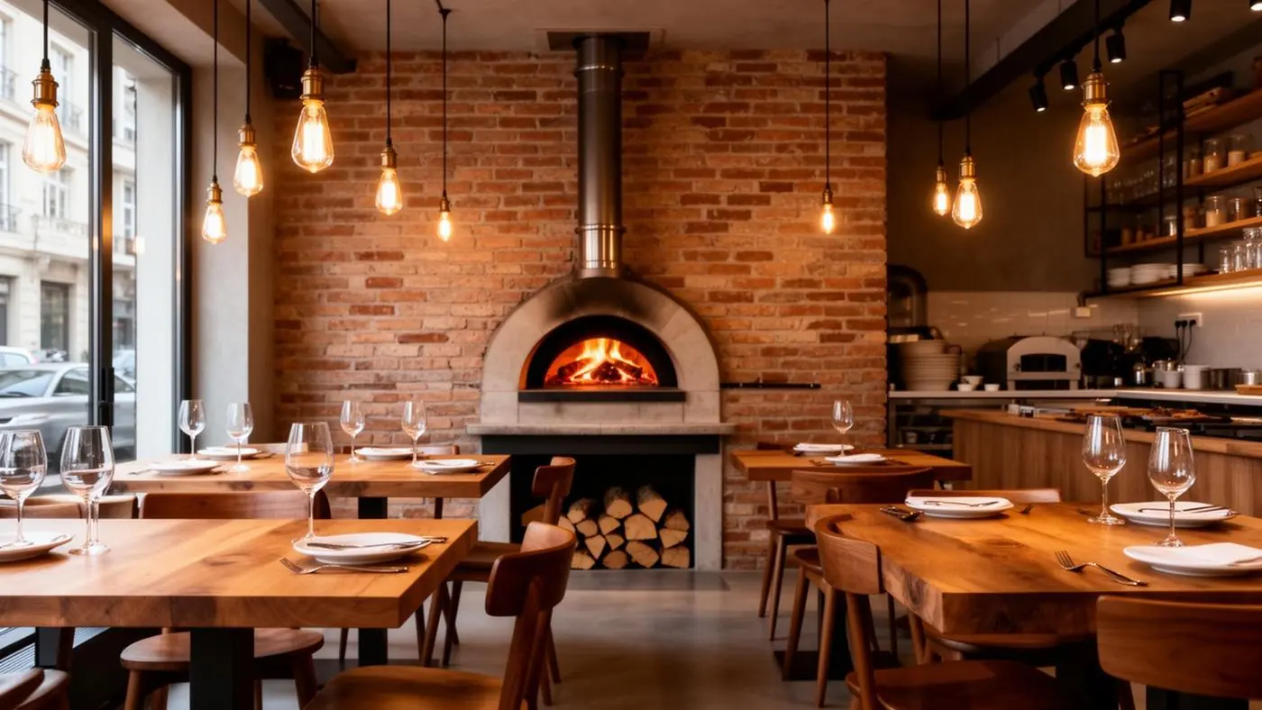 Intérieur chaleureux d'une pizzeria italienne moderne
