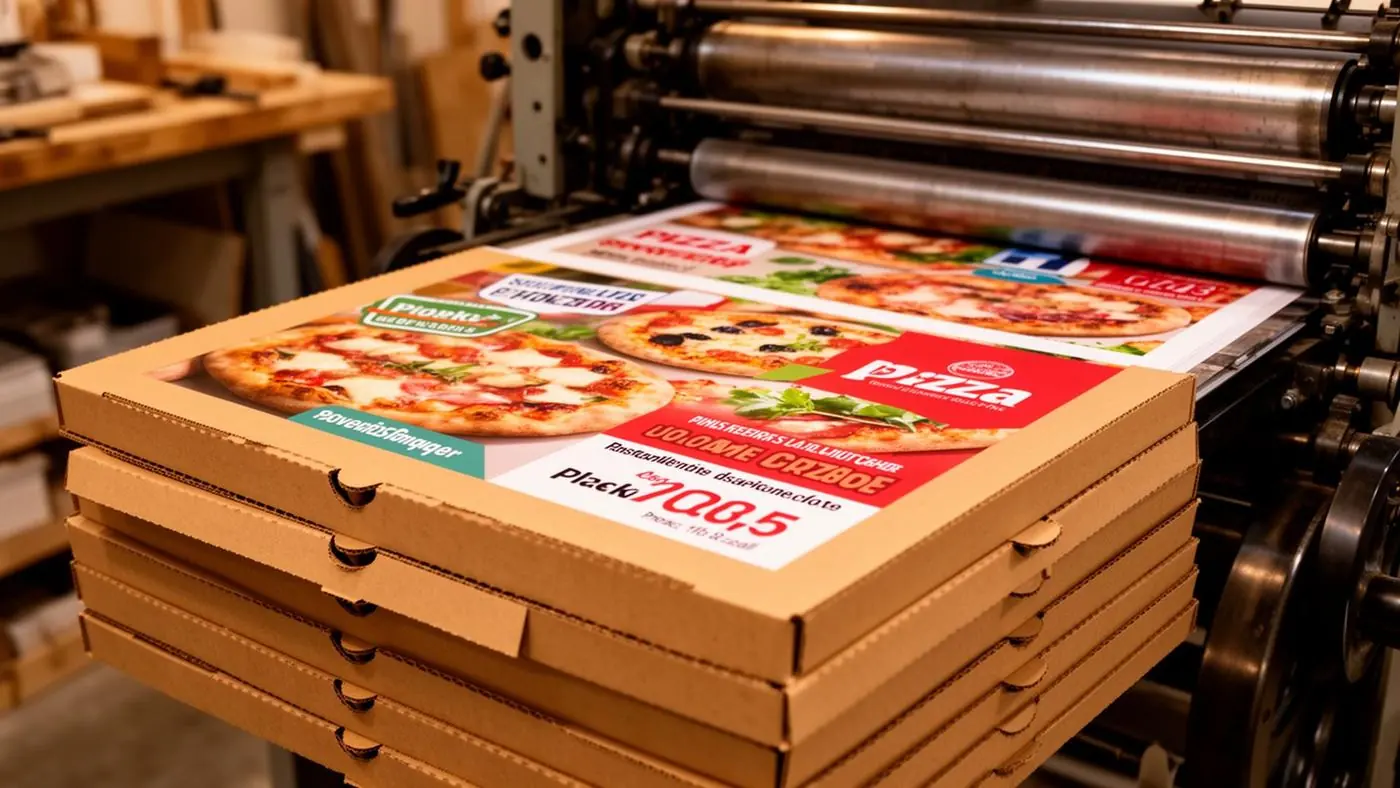 Impression de boîtes à pizza avec publicité locale